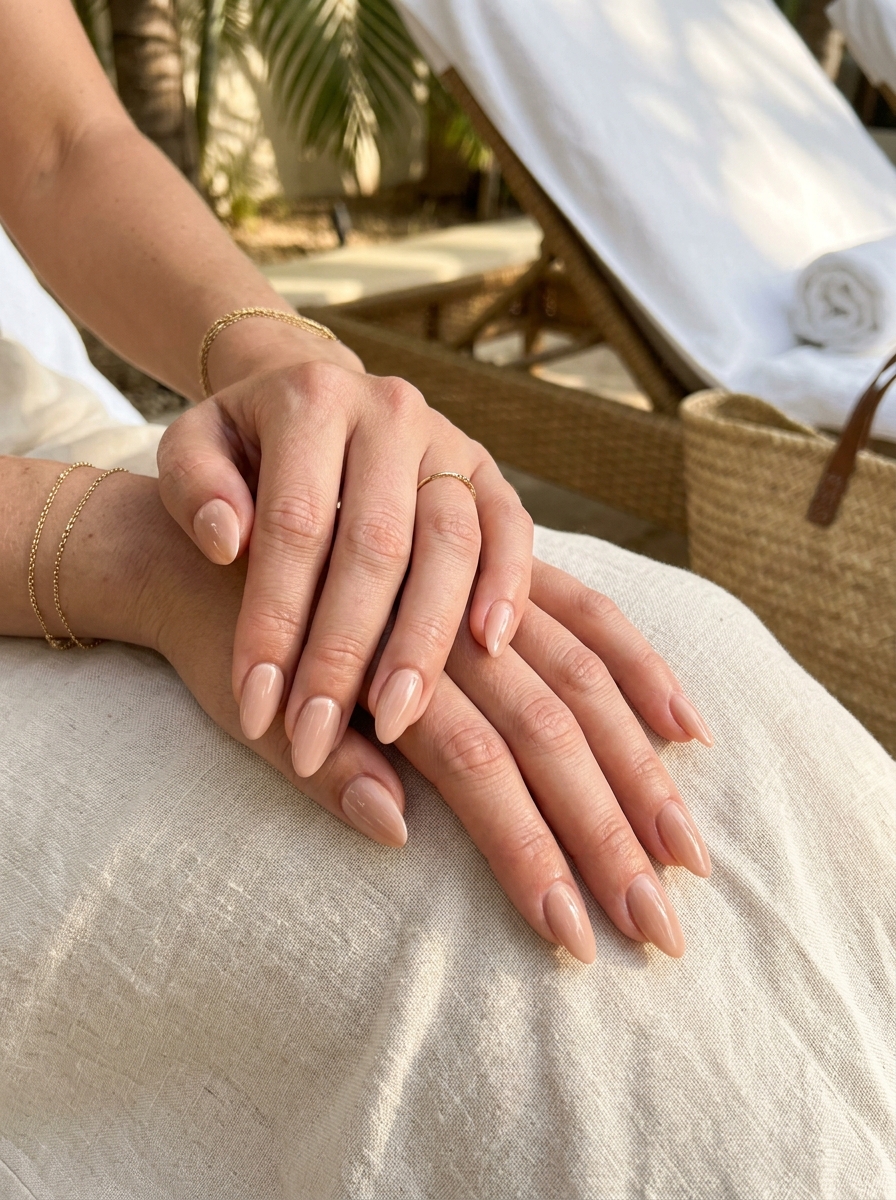 Glossy Nude Resort Nails